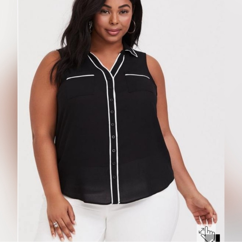 Torrid Black Sleeveless Button-Down Shirt